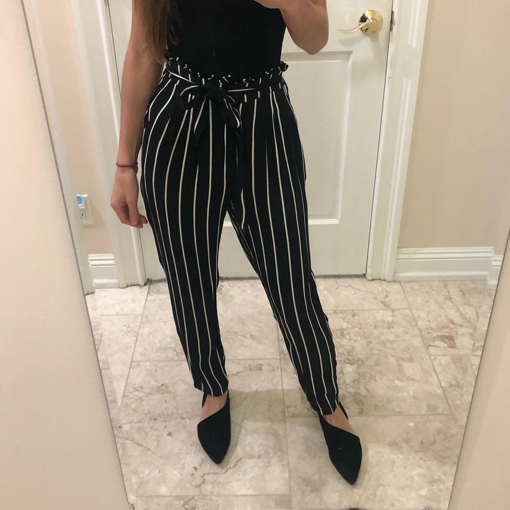 Black and white pants, dress pants, high waist